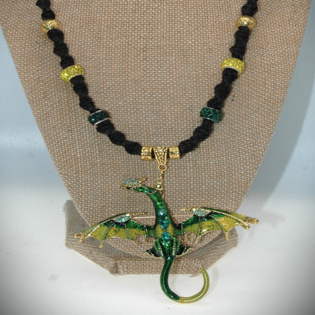 Green & Yellow Dragon With Rhinestones On A 20 1/4
